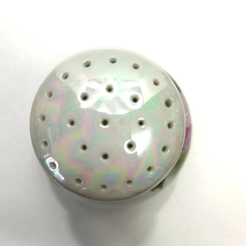 Vintage Handpainted Signed Ceramic/Porcelain Rose Hatpin‎ Holder/Powder Shaker